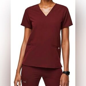 Figs Women's Scrub Top in Burgundy